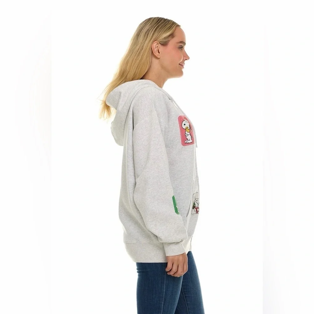 Women’s Peanuts Full Zip Hoodie With Character Patches Size XS - Picture 6 of 10